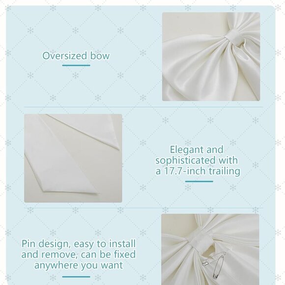 Large Satin Bow Detachable Train for Dress Waist Sash Bridal Formal Event - Picture 3 of 6